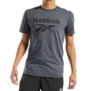 New Reebok Men's Identity Logo Graphic T-Shirt Dark Charcoal Heather Size S